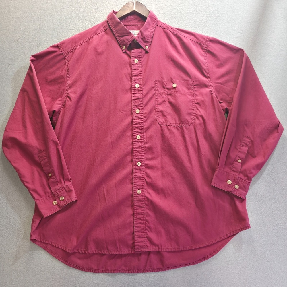 Vintage Wrangler Rugged Wear Men's Red Long Sleeve Button‎ Up Shirt Size 2XL